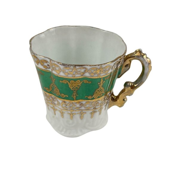 Antique Victoria Carlsbad Austria Porcelain demi tasse With Gold & Green Ornate - Picture 2 of 12